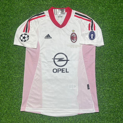 Rui Costa AC Milan 2003 Champions League Final Old Trafford White Retro Football Jersey