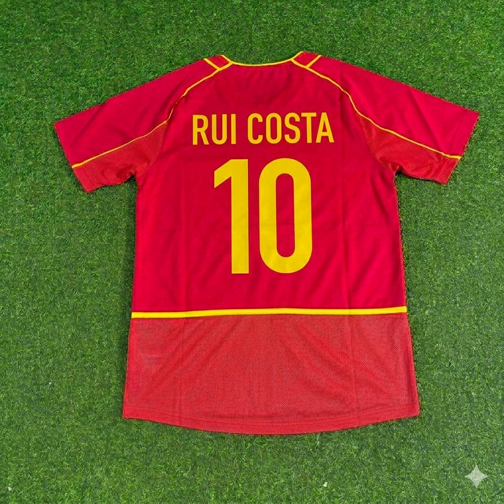 Rui Costa #10 Portugal 2002 Retro Home Red Football Jersey Kit