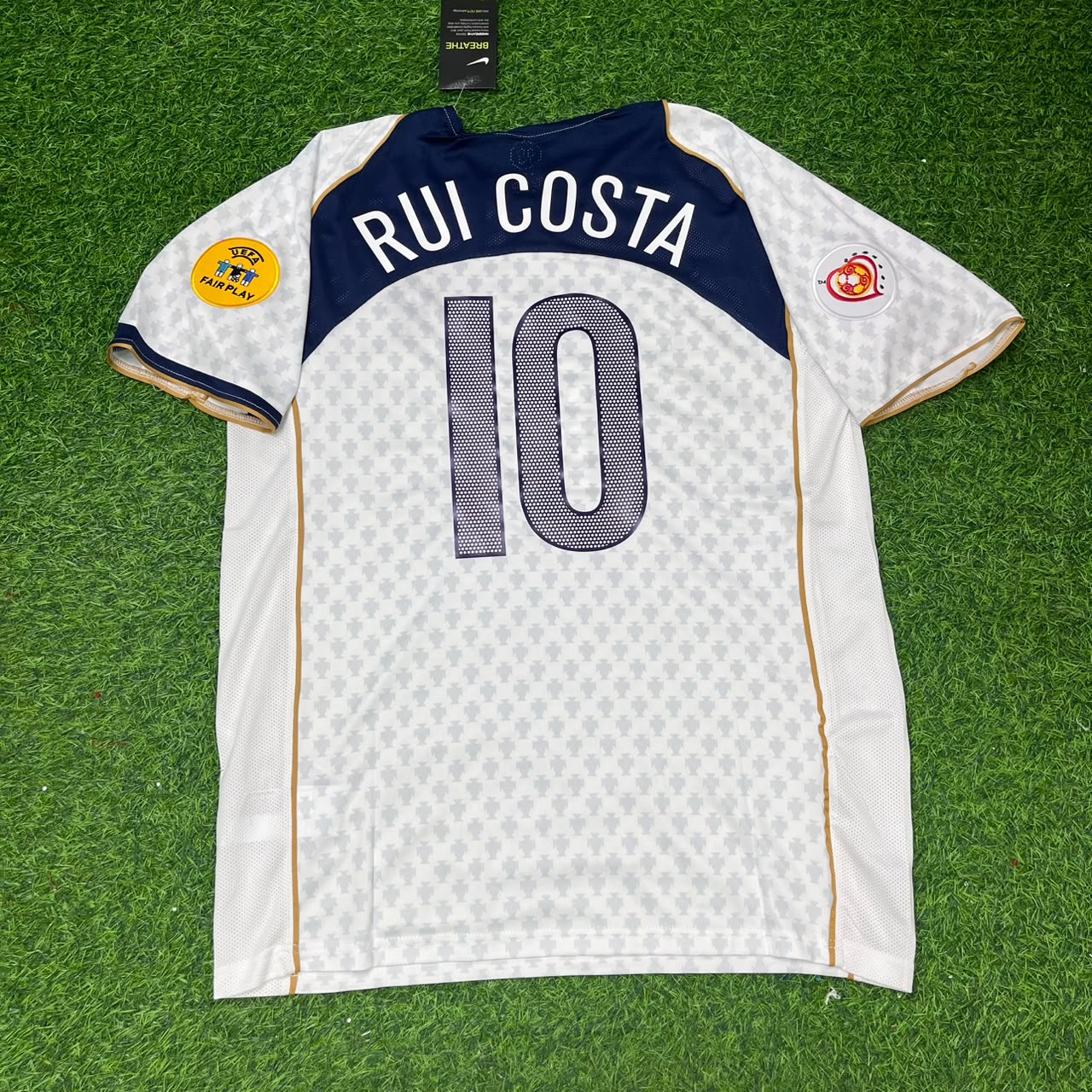 Portugal EURO 2004 Rui Costa 10 Retro White Away Soccer Football Jersey Kit