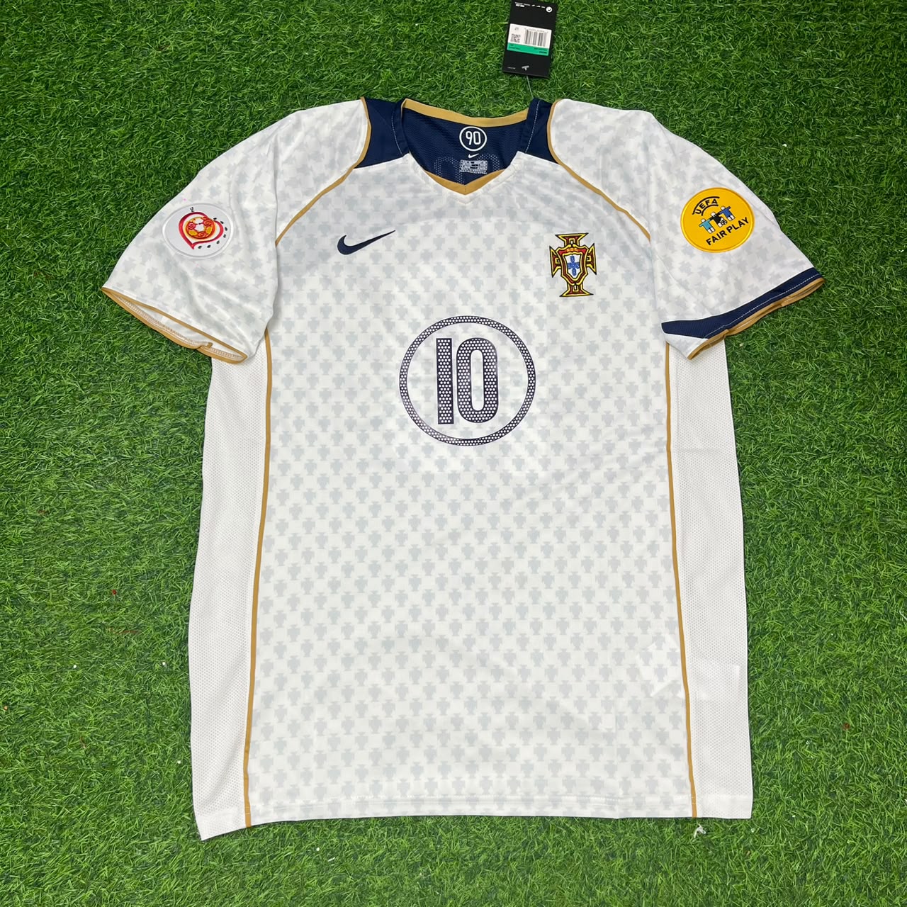 Portugal EURO 2004 Rui Costa 10 Retro White Away Soccer Football Jersey Kit