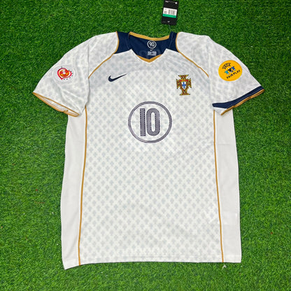 Portugal EURO 2004 Rui Costa 10 Retro White Away Soccer Football Jersey Kit