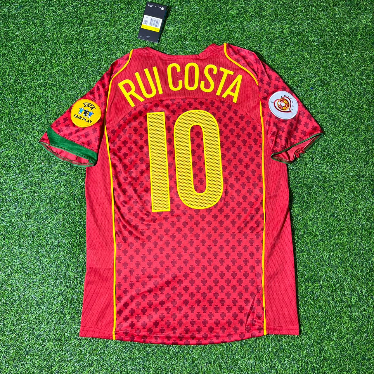Rui Costa EURO 2004 Retro Home Red Football Jersey
