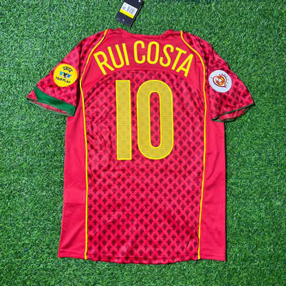 Rui Costa EURO 2004 Retro Home Red Football Jersey