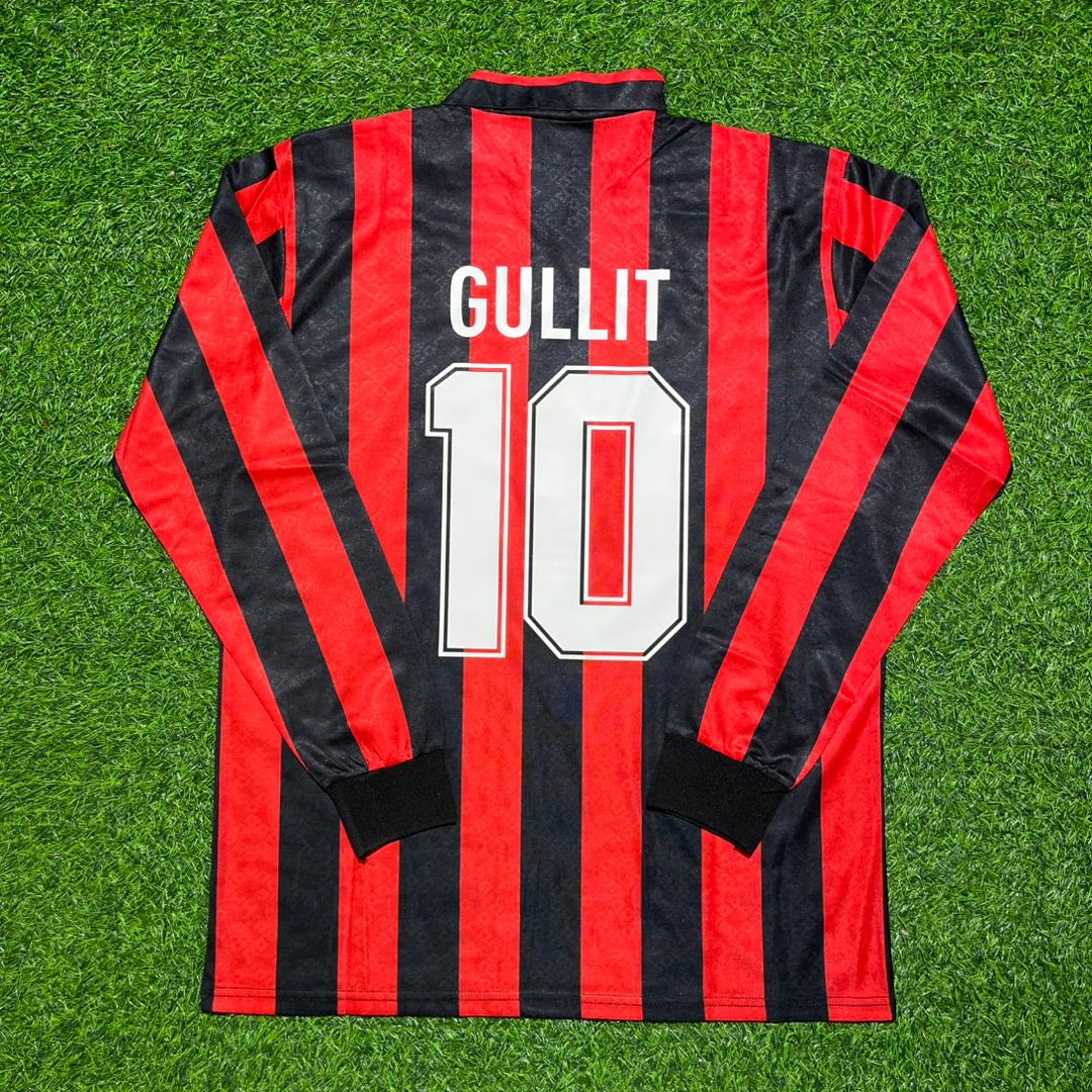 Ruud Gullit #10 AC Milan 1989-1990 Retro Long Sleeve Football Jersey Kit