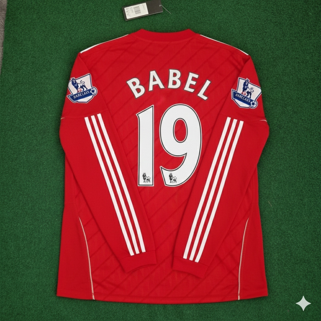 Ryan Babel Liverpool 2010 2012 Season Long Sleeves Red Retro Football Jersey