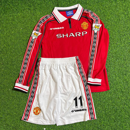 Manchester United 1999 Ryan Giggs 11 Red Long Sleeve Kids Football Jersey