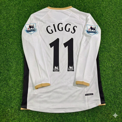 Ryan Giggs #11 Manchester United 2006-2007 White Retro Long Sleeve Football Jersey Kit
