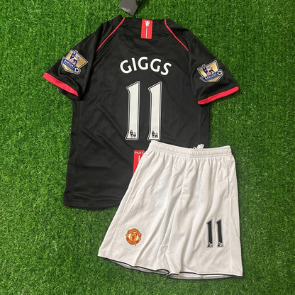 Ryan Giggs #11 Manchester United 2007/20008 Black Kids Football Jersey Kit for Children