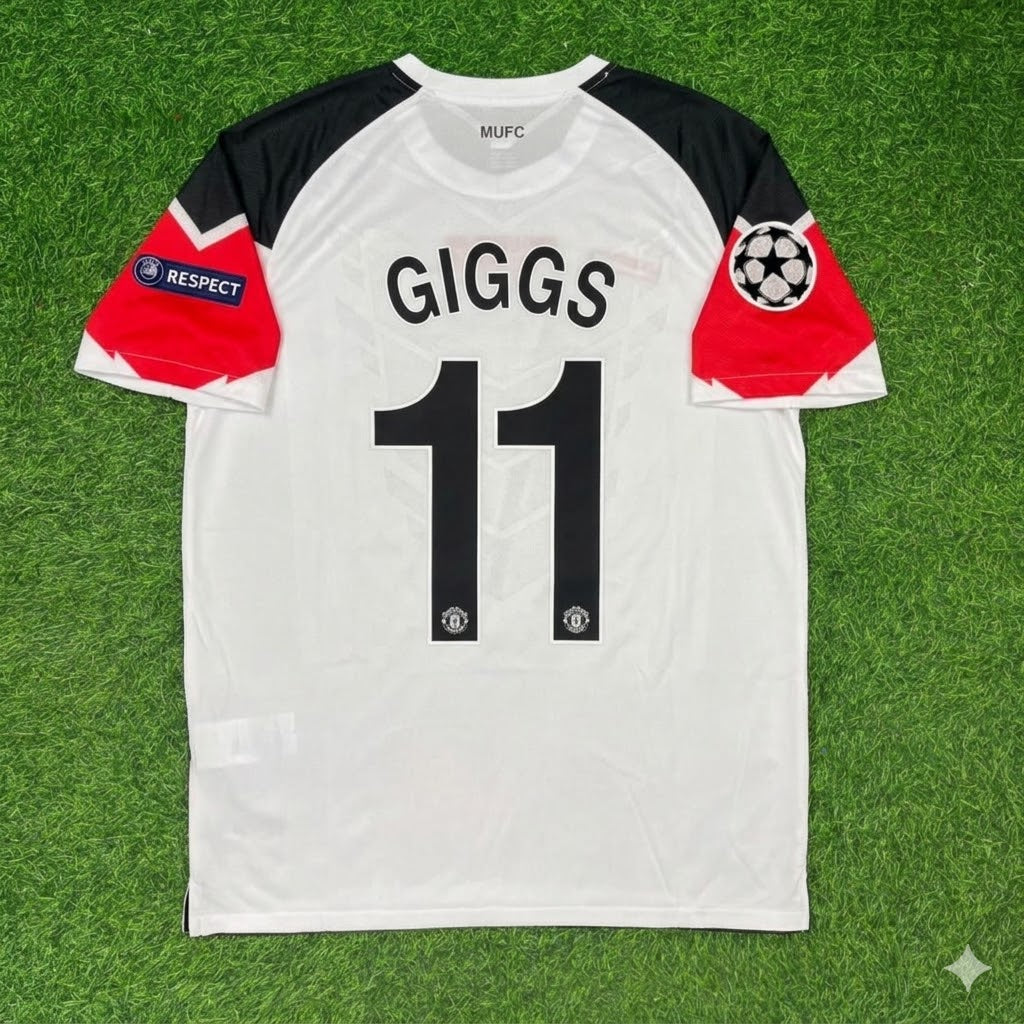 Ryan Giggs #11 Manchester United 2011 Champions League Final White Football Jersey Kit