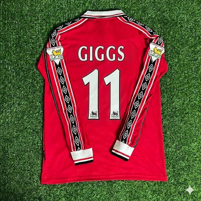 Ryan Giggs 11 - Manchester United 1999 Red Long Sleeve Football Jersey Kit