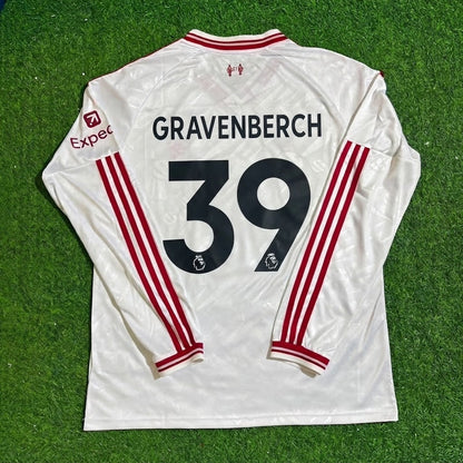 Ryan Gravenberch #39 Liverpool 2027 Long Sleeve Away White Football Jersey