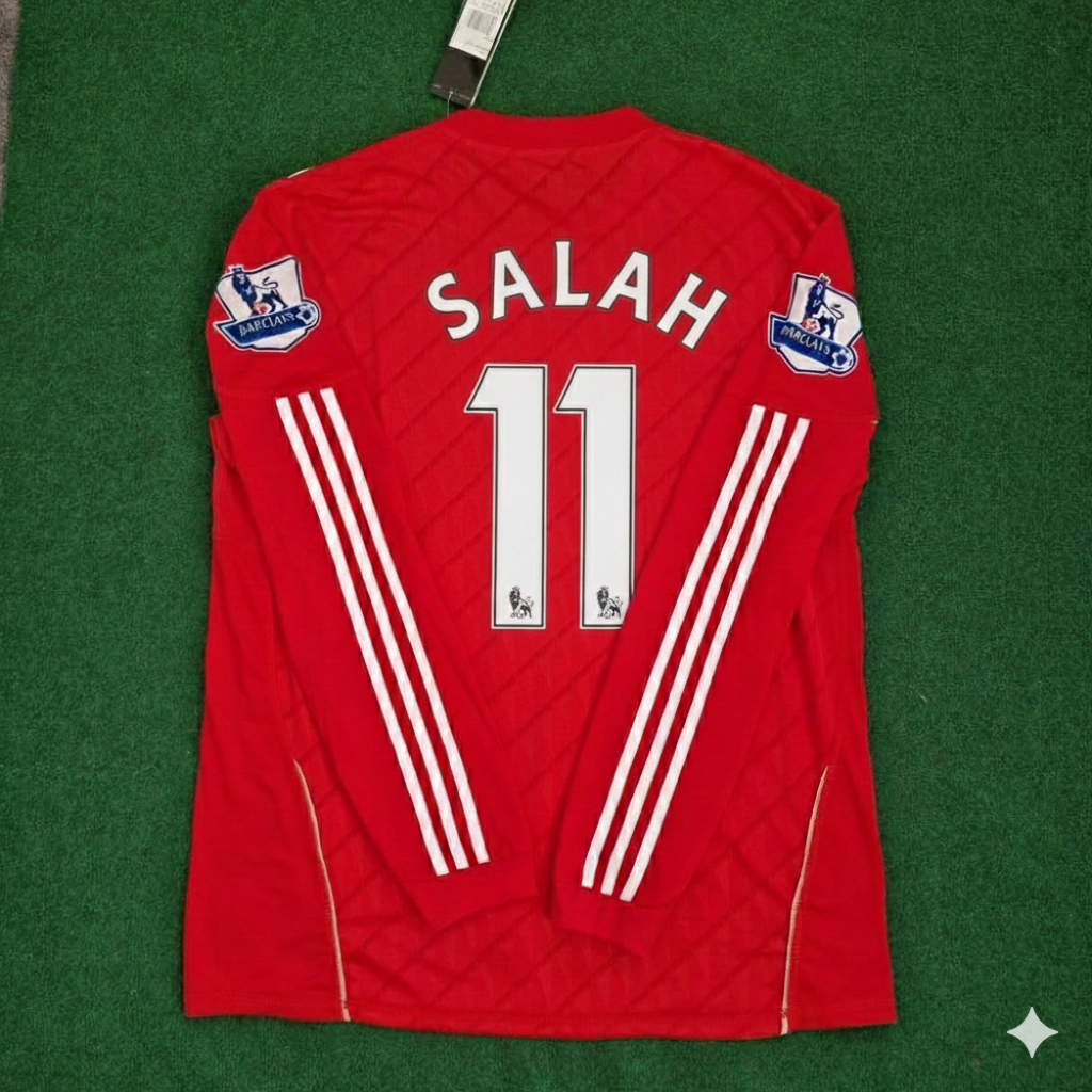 Mohamed Salah Liverpool Long Sleeves Red Retro Football Jersey