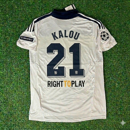 Salomon Kalou #21 Chelsea 2011 2012 Champions League White Yellow Retro Football Jersey