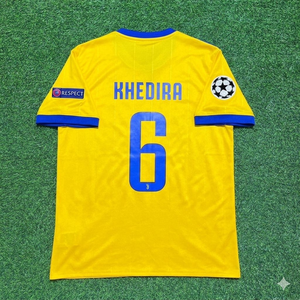 Sami Khedira Juventus 2017-2018 Yellow Retro Football Jersey Kit