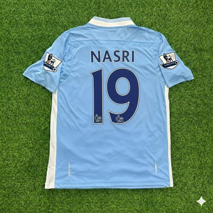 Samir Nasri 19 Manchester City 2011/12 Home Kit Blue Retro Football Jersey
