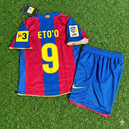Samuel Eto'o 9- Barcelona 2007/2008 Retro Kids Football Jersey Kit