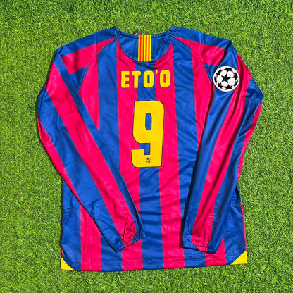 Samuel Eto'o Barcelona 2005 2006 Long Sleeve Retro Kids Football Jersey