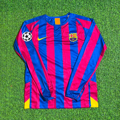 Samuel Eto'o Barcelona 2005 2006 Long Sleeve Retro Kids Football Jersey