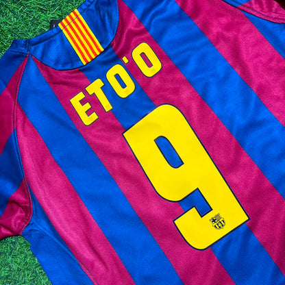 Samuel Eto'o Barcelona 2005 2006 Long Sleeve Retro Kids Football Jersey