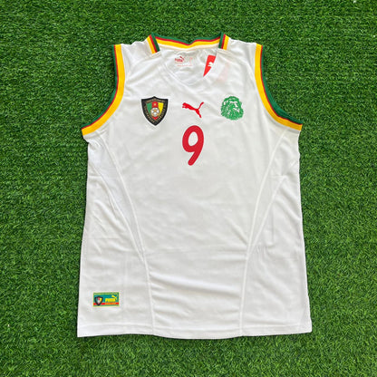 Samuel Eto'o 9 - Cameroon AFCON 2002 Retro Sleeveless Football Jersey Kit