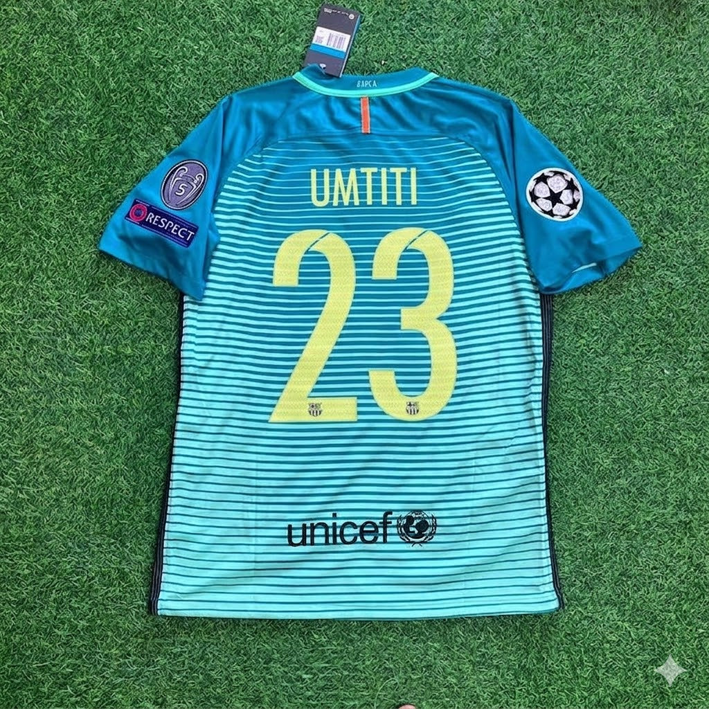 Samuel Umtiti #23 Barcelona 2016/17 Away Retro Football Jersey