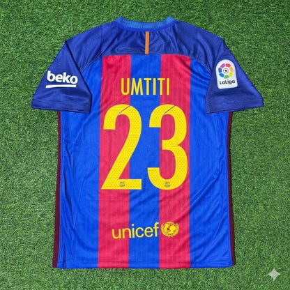 Samuel Umtiti #23 FC Barcelona 2016-2017 Home Retro Football Jersey Kit