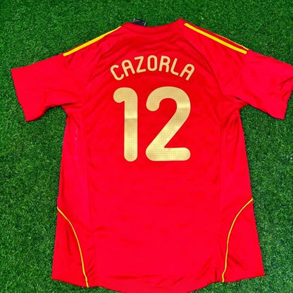Santi Cazorla #12 Spain EURO 2008 Red Home Retro Football Jersey Paradise Edition