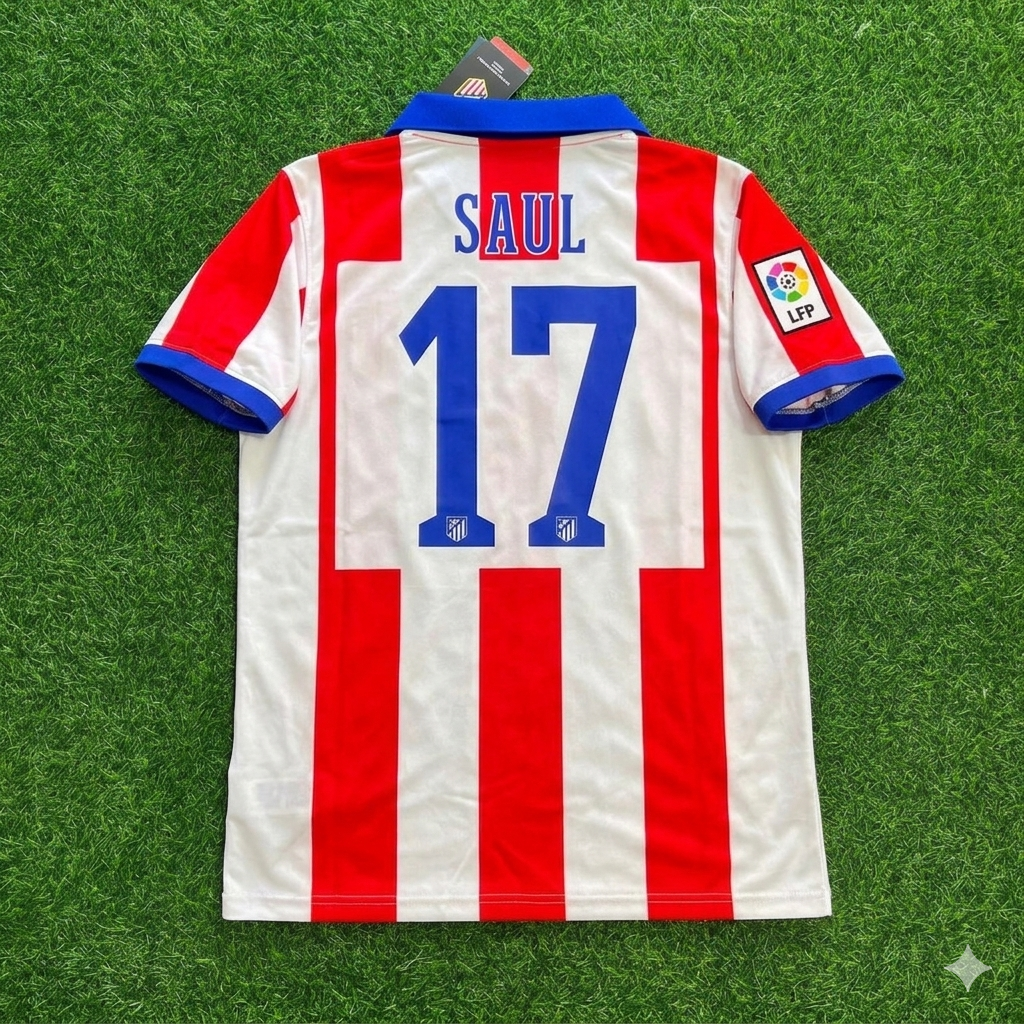 Saul Niguez 17 Atlético Madrid Home 2014/15 Retro Kit Football Jersey