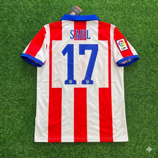 Saul Niguez 17 Atlético Madrid Home 2014/15 Retro Kit Football Jersey