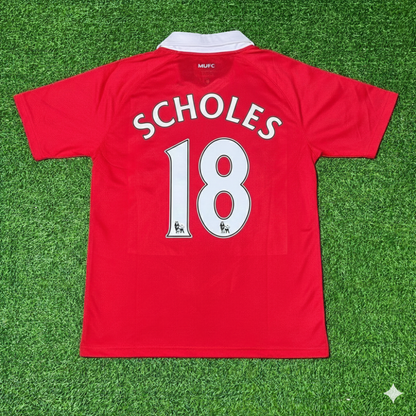 Paul Scholes Manchester United 2010/2011 Retro Home Football Jersey Kit