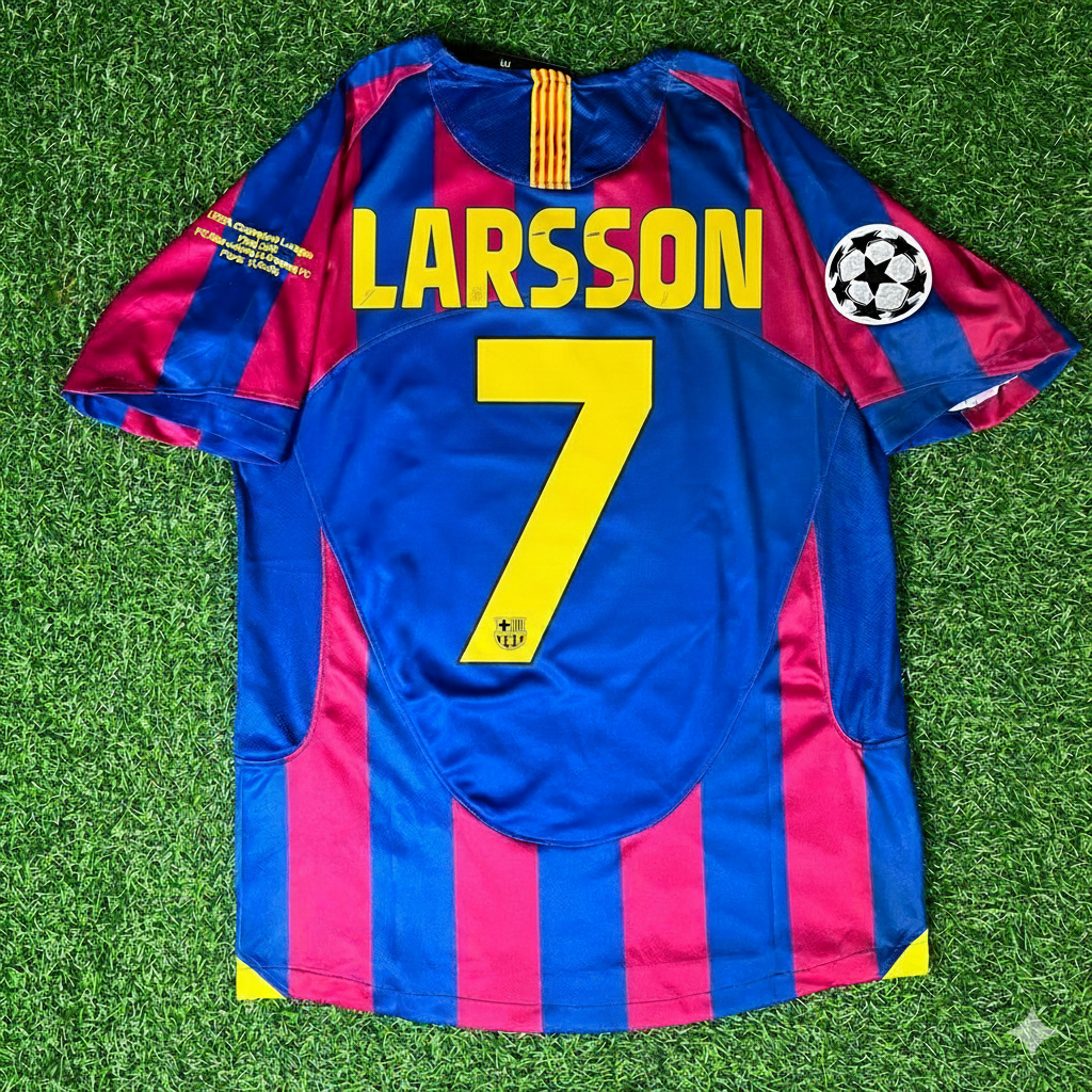Sebastian Larsson Barcelona 2006 Final Retro Short Sleeve Football Jersey Kit