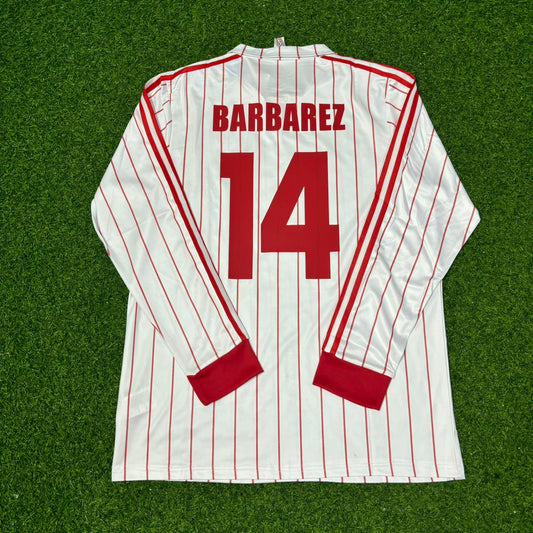 Sergej Barbarez Hamburger SV Weißes Langarm Retro Fussballtrikot Jersey