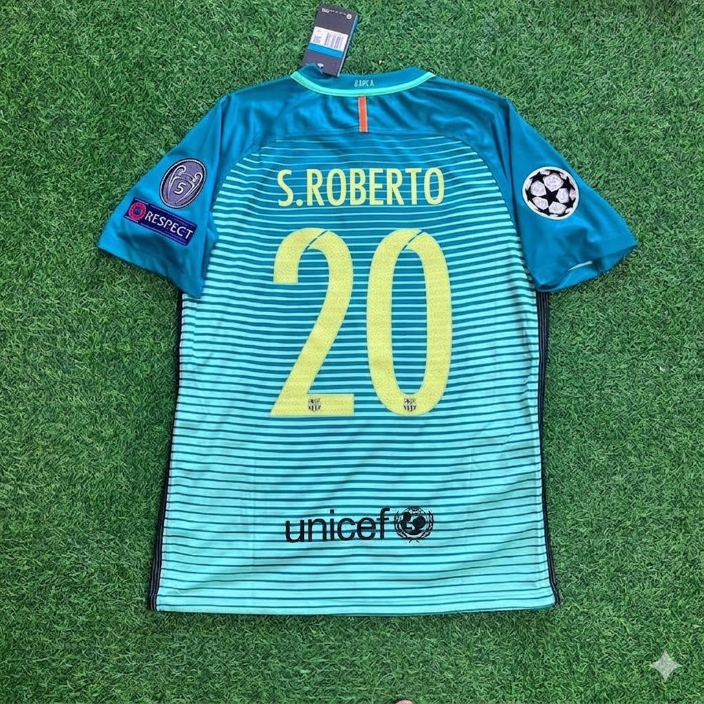 Barcelona Sergio Roberto #20 2016/17 Away Retro Football Jersey