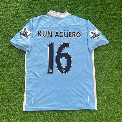 Sergio Agüero Manchester City 2011/2012 Home Retro Football Jersey Kit