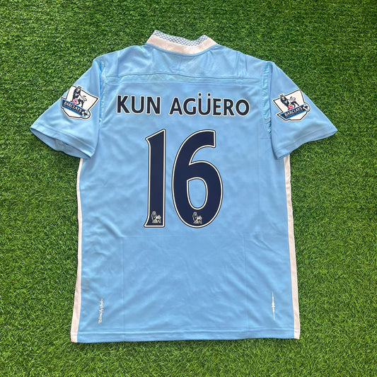 Sergio Agüero Manchester City 2011/2012 Home Retro Football Jersey Kit