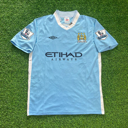 Sergio Agüero Manchester City 2011/2012 Home Retro Football Jersey Kit