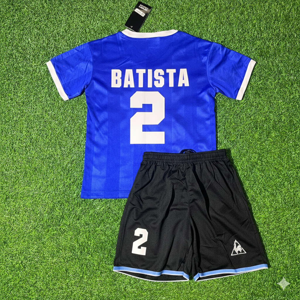 Argentina World Cup 1986 Sergio Batista 2- Final Blue Kids Retro Football Jersey Kit