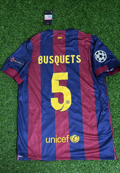 Sergio Busquets Barcelona 2015 Champions League Final Retro Football Jersey Kit