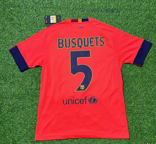 Sergio Busquets 5- Barcelona 2014 Kit Season Retro Football Jersey