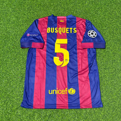 Sergio Busquets Barcelona 2015 Champions League Final Retro Football Jersey Kit