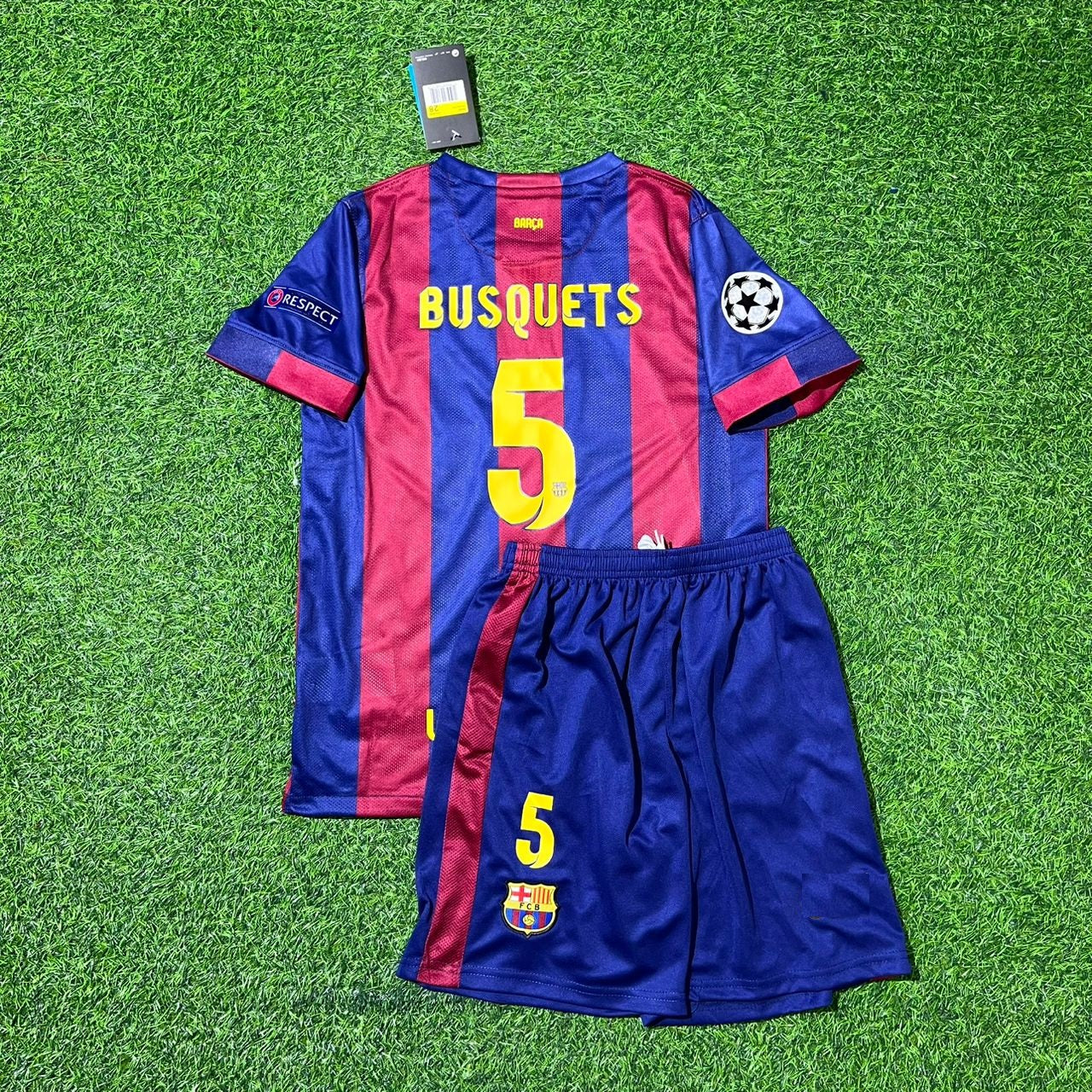 Barcelona Sergio Busquets 2015 Final Home Kids Football Kit