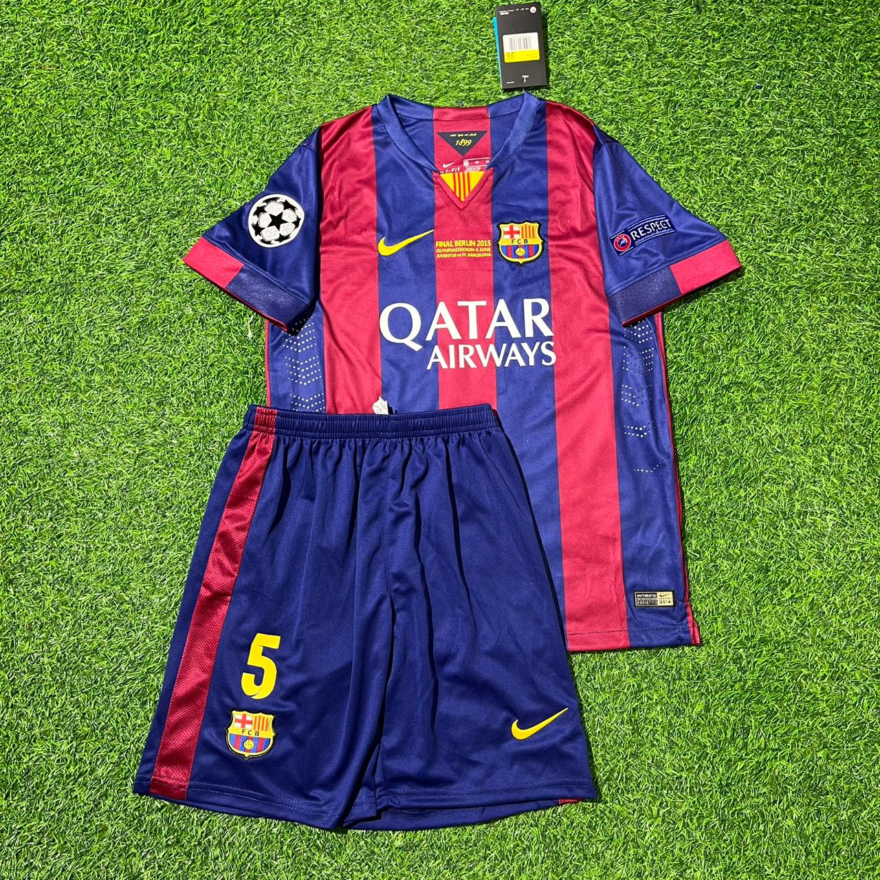 Barcelona Sergio Busquets 2015 Final Home Kids Football Kit