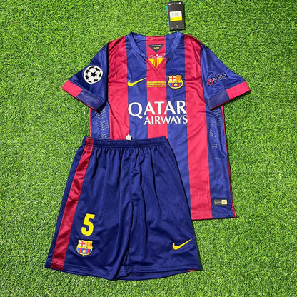 Barcelona Sergio Busquets 2015 Final Home Kids Football Kit