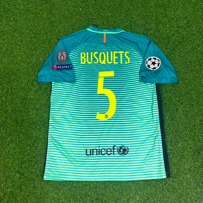 Sergio Busquets #5 Barcelona 2016/17 Away Retro Football Jersey