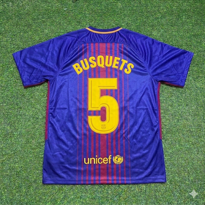 Sergio Busquets 5- Barcelona 2017/2018 Season Football Jersey Kit