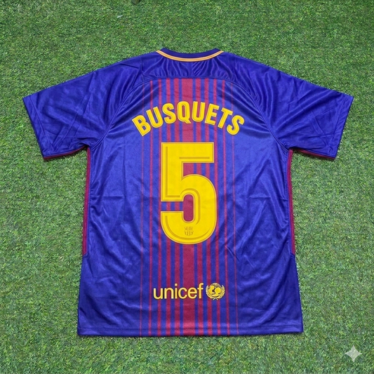 Sergio Busquets 5- Barcelona 2017/2018 Season Football Jersey Kit