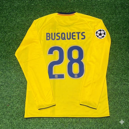 Sergio Busquets FC Barcelona 08/09 Season Yellow Away Retro Football Jersey