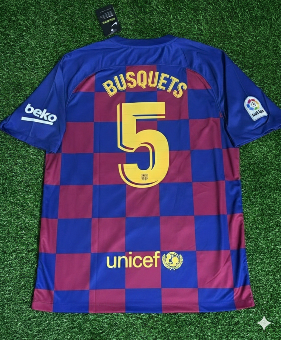 Sergio Busquets Barcelona 2019/20 Home Retro Football Jersey