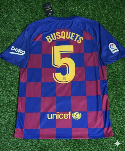 Sergio Busquets Barcelona 2019/20 Home Retro Football Jersey