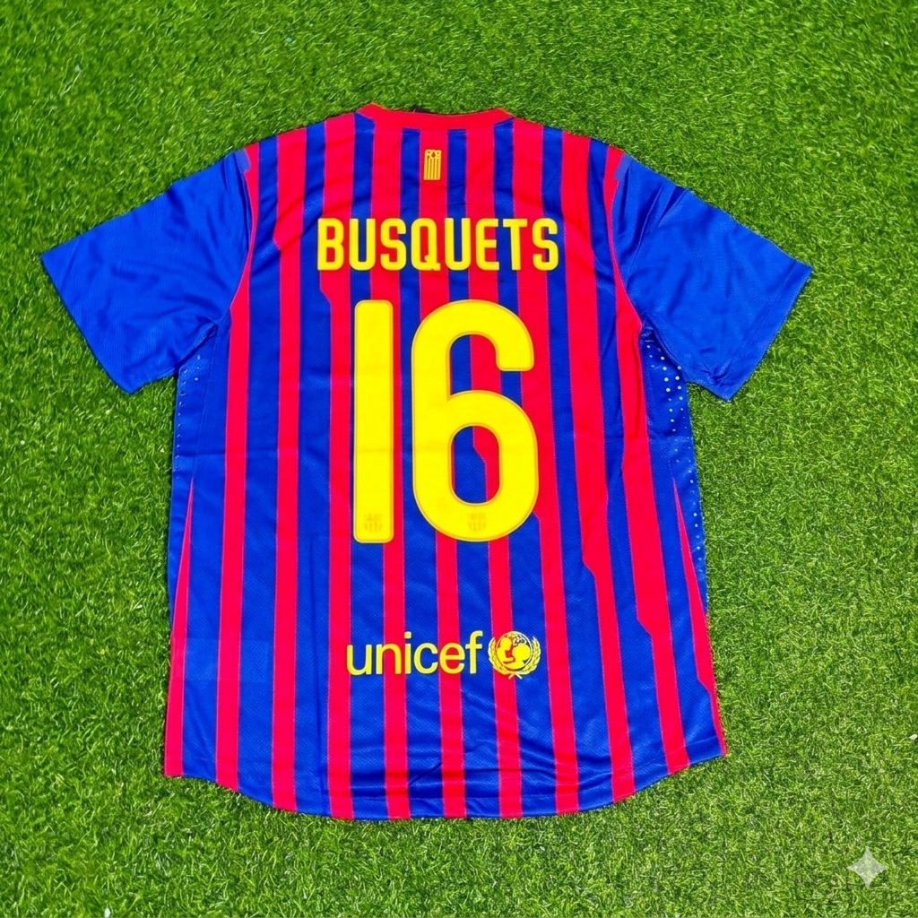 Sergio Busquets Barcelona 2011/2012 Retro Home Football Jersey Kit